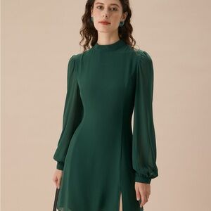 RIHOAS Deep Green Long Sleeve Dress